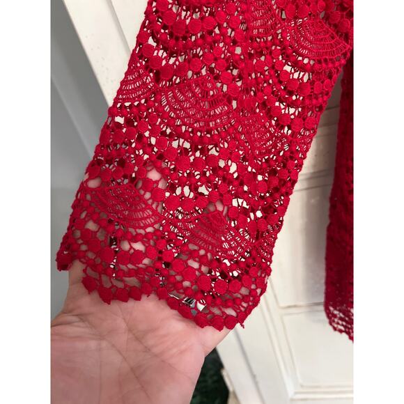 NWT RSVP by Talbots size large red lace top shirt blouse - Picture 2 of 5